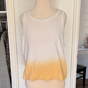 American Eagle Outfitters White and Yellow Ombre Tank Top